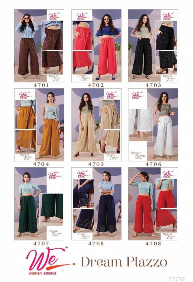 We Dream Latest Fancy Designer Palazzo Pants Casual Wear Collection